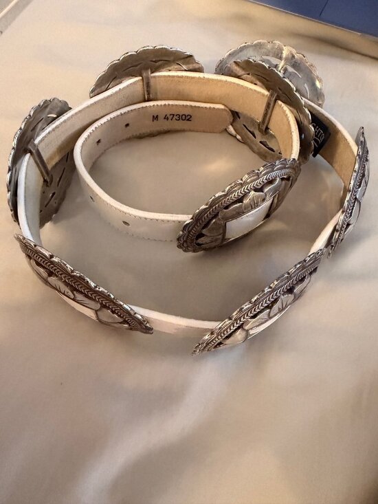 Brighton Sunflower Concho Belt White Silver Size Medium Western-inspired Vintage main image 10